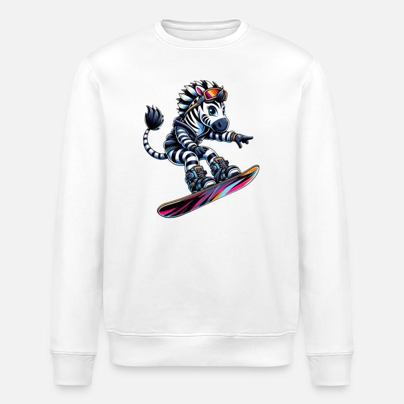 Zebra Snowboarder Winter Sport - Stanley/Stella Unisex Bio-Sweatshirt ROLLER - Weiß