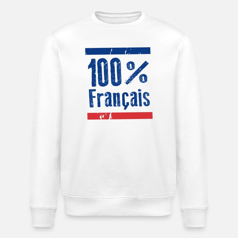 100 % français, bleu, blanc, rouge - Sweat bio ROLLER Stanley/Stella Unisexe - blanc
