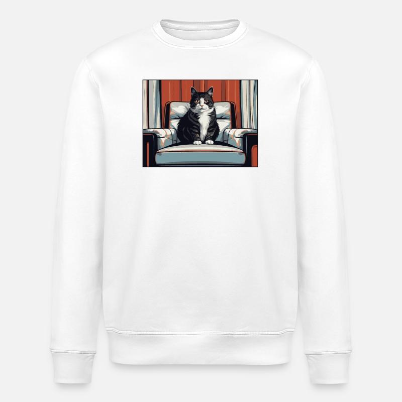 Katze auf Sessel - Stanley/Stella Unisex Bio-Sweatshirt ROLLER - Weiß