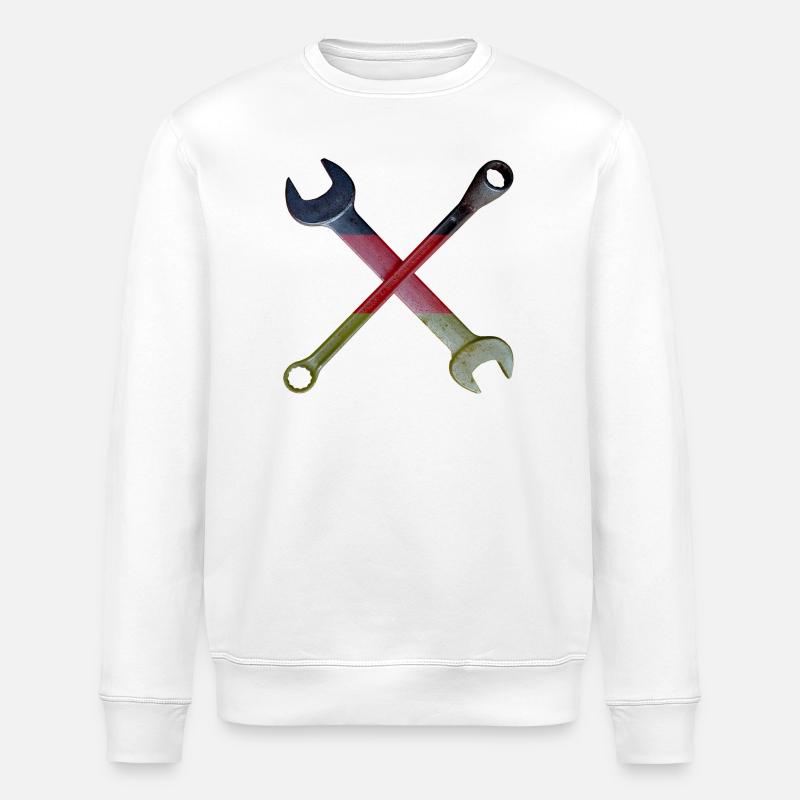 German Flag Tool Cross - Stanley/Stella ROLLER Unisex Organic Sweatshirt - white