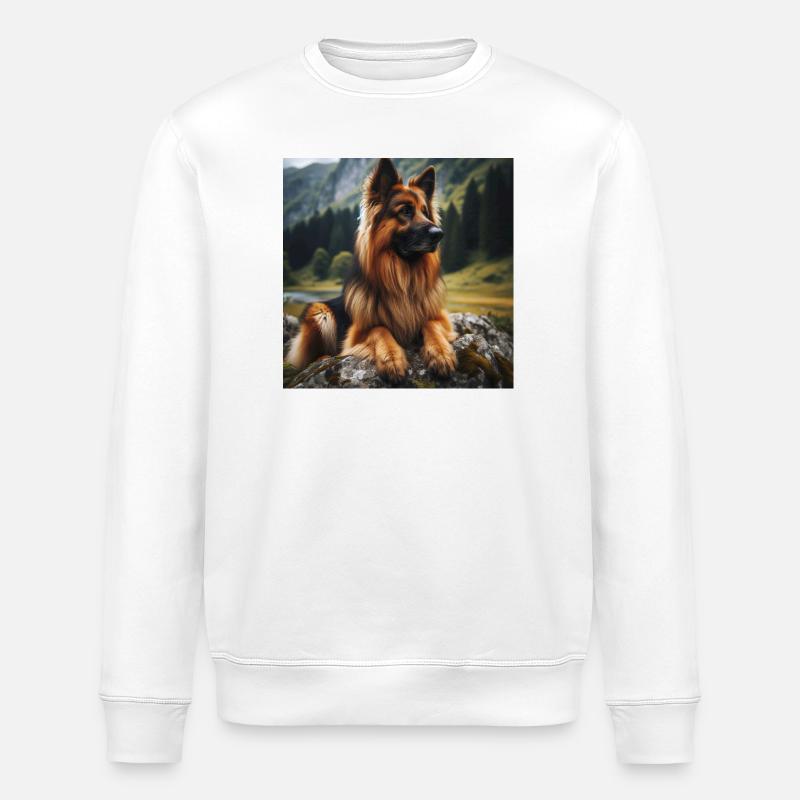 German Shepherd Art - Stanley/Stella ROLLER Unisex Organic Sweatshirt - white