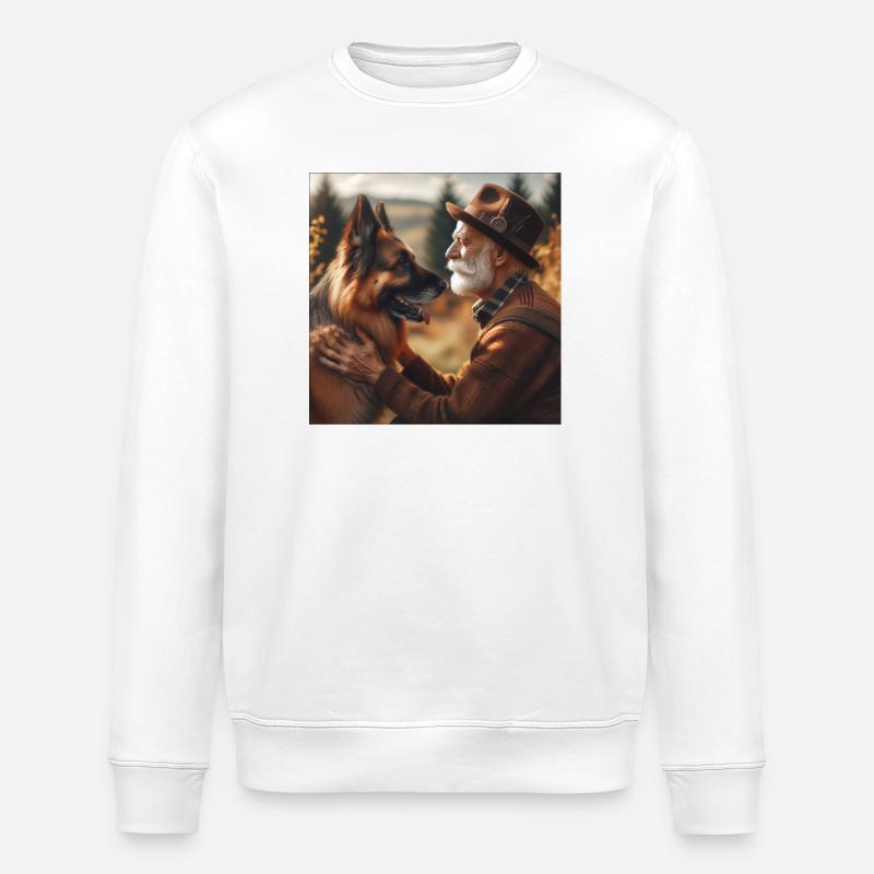 German Shepherd Art - Stanley/Stella ROLLER Unisex Organic Sweatshirt - white
