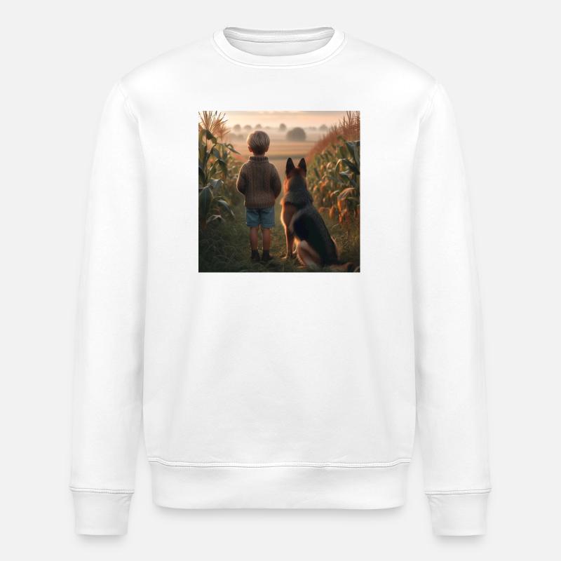 Deutscher Schäferhund Kunst - Stanley/Stella Unisex Bio-Sweatshirt ROLLER - Weiß