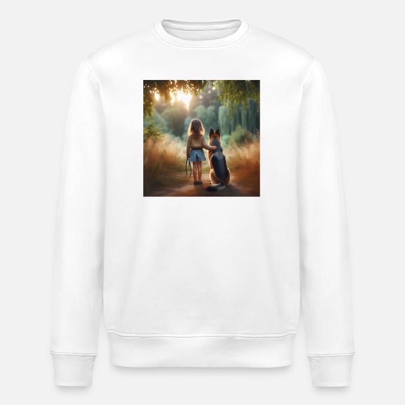 German Shepherd Art - Stanley/Stella ROLLER Unisex Organic Sweatshirt - white