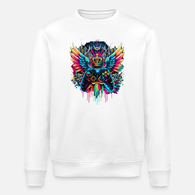 Gaming King Controller Wings Graffiti - Stanley/Stella ROLLER Unisex Organic Sweatshirt - white