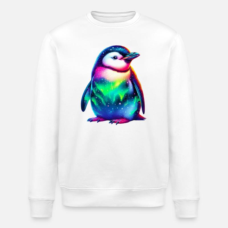 Aurora Borealis Penguin - Stanley/Stella ROLLER Unisex Organic Sweatshirt - white
