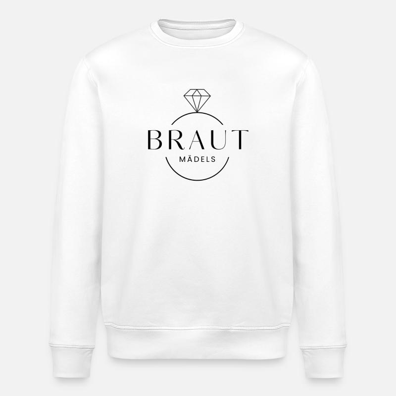 Braut-Mädels! Diamant-Ring personalisierbar - Stanley/Stella Unisex Bio-Sweatshirt ROLLER - Weiß