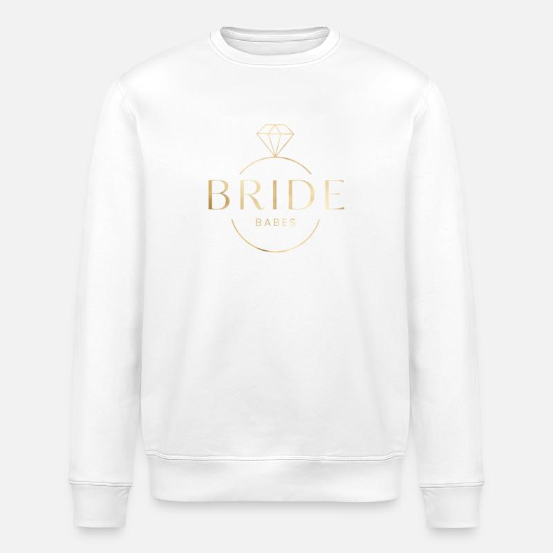Bride Babes! Diamant-Ring personalisierbar - Stanley/Stella Unisex Bio-Sweatshirt ROLLER - Weiß