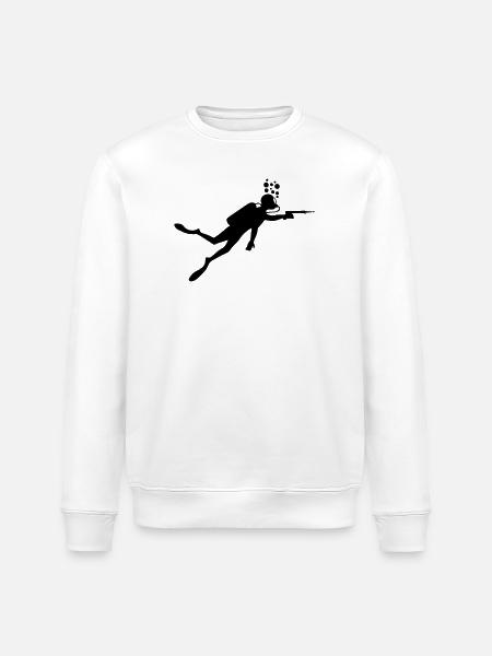 Diver with speargun - Stanley/Stella ROLLER Unisex Organic Sweatshirt - white