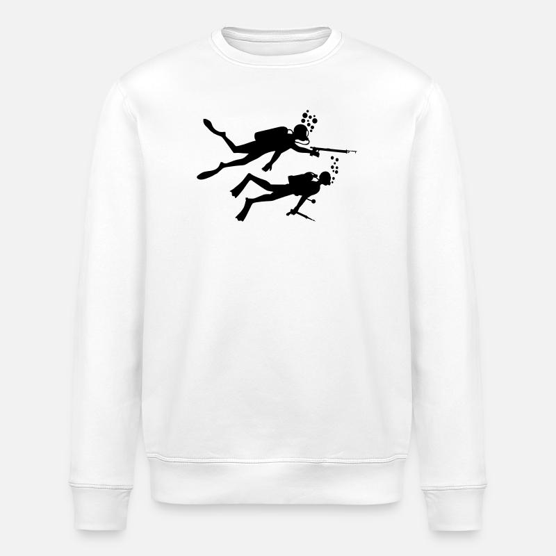 Deux plongeurs sous-marins avec des harpons - Sweat bio ROLLER Stanley/Stella Unisexe - blanc