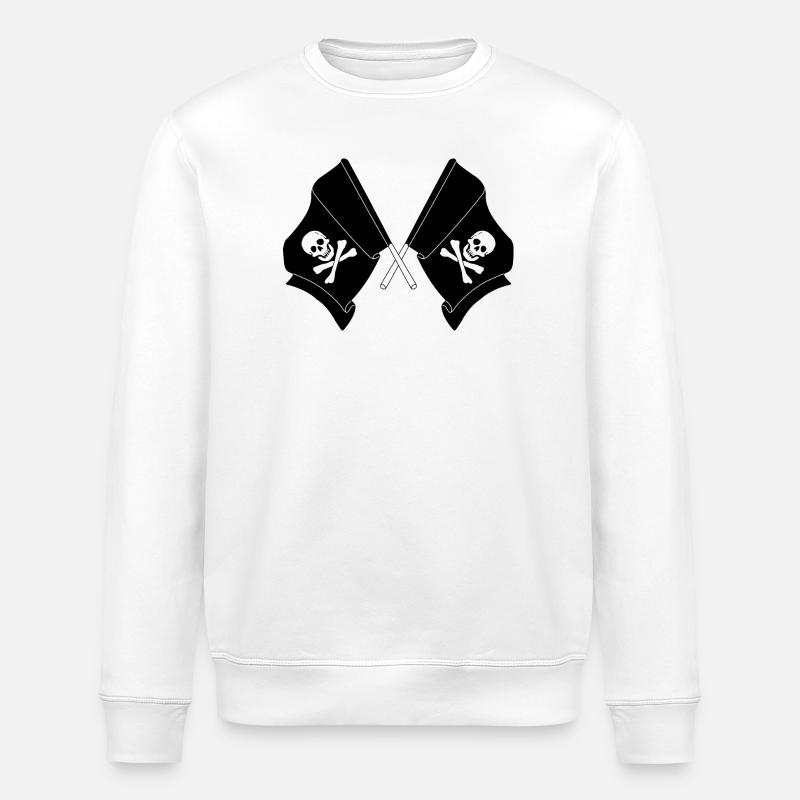 Deux drapeaux croisés de pirates - Sweat bio ROLLER Stanley/Stella Unisexe - blanc