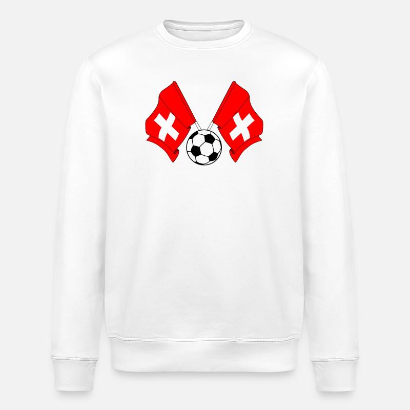 Deux drapeaux suisses football Suisse - Sweat bio ROLLER Stanley/Stella Unisexe - blanc