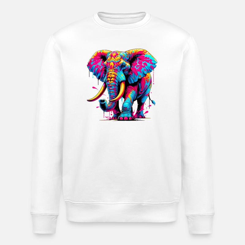 Éléphant - Sweat bio ROLLER Stanley/Stella Unisexe - blanc