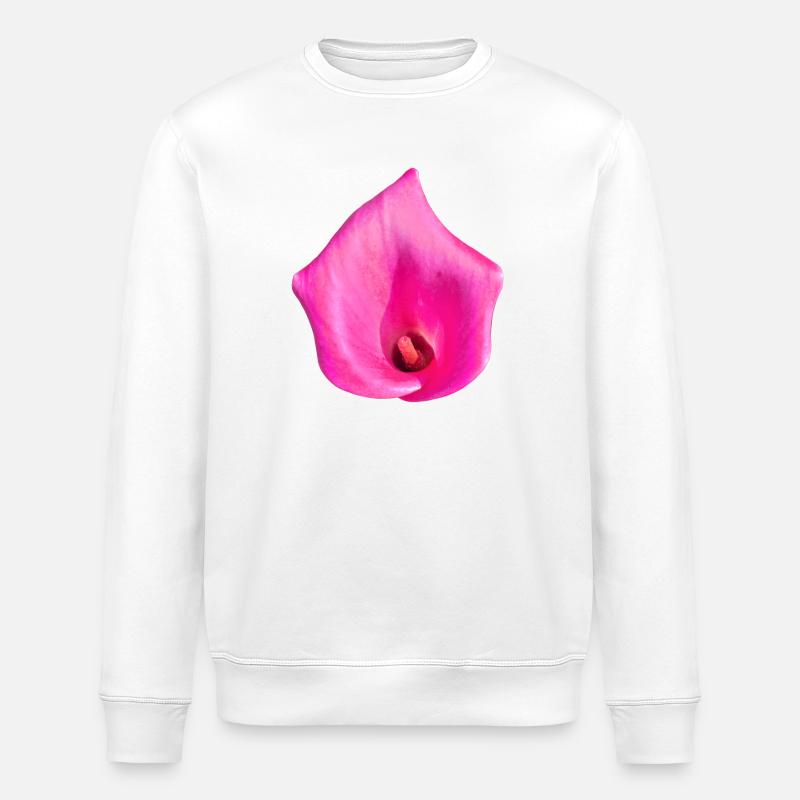 Pink Calla Blossom - Stanley/Stella ROLLER Unisex Organic Sweatshirt - white