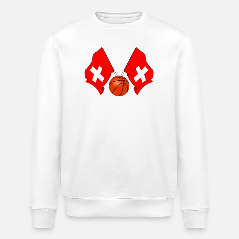 Deux drapeaux suisses Basketball Suisse - Sweat bio ROLLER Stanley/Stella Unisexe - blanc