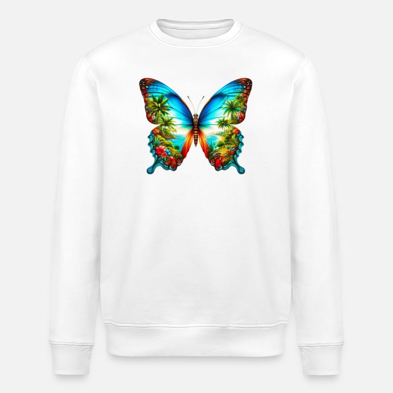 Butterfly - Stanley/Stella ROLLER Unisex Organic Sweatshirt - white