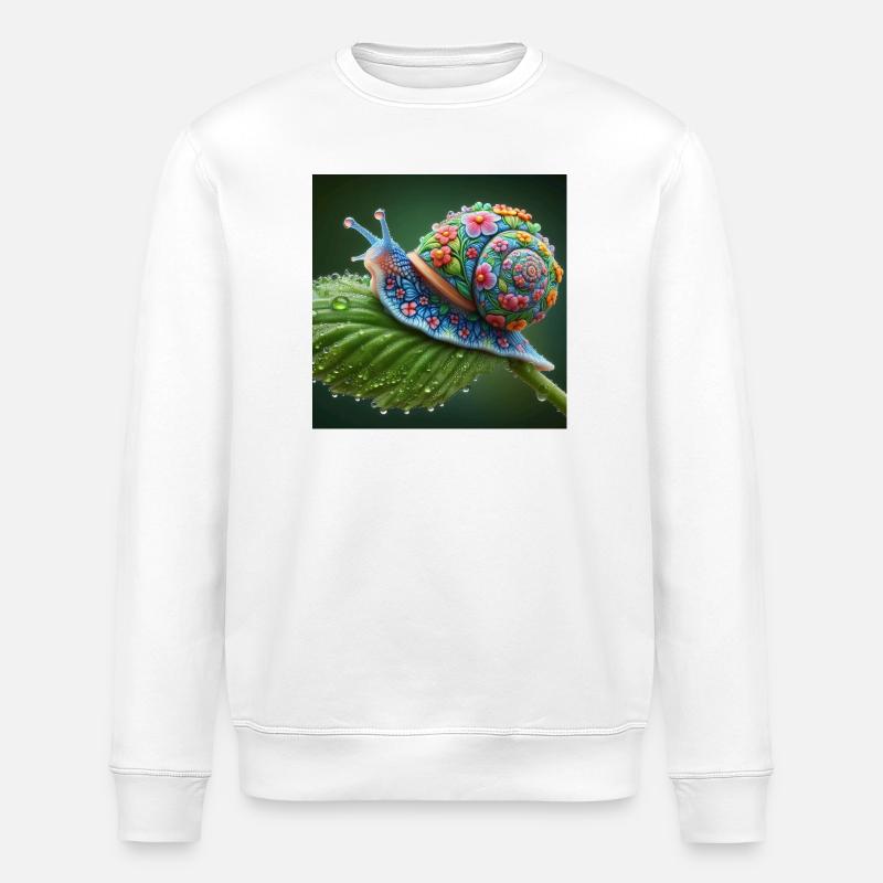 Escargot en fleurs - Sweat bio ROLLER Stanley/Stella Unisexe - blanc