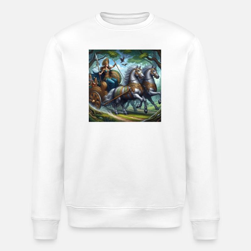 La reine Boudicca au combat - Sweat bio ROLLER Stanley/Stella Unisexe - blanc