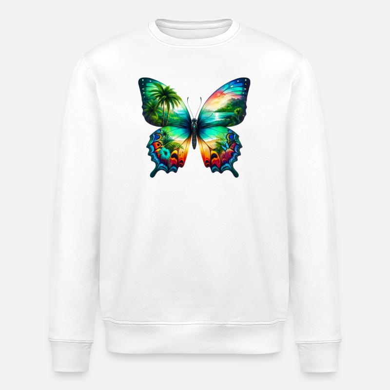 Butterfly - Stanley/Stella ROLLER Unisex Organic Sweatshirt - white