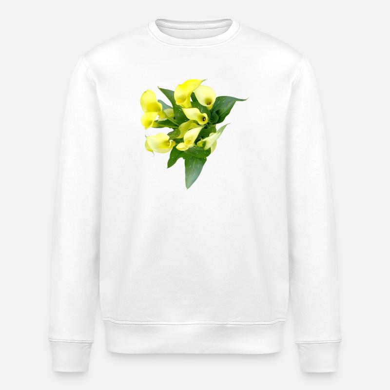 Fleurs de calla jaunes délicates - Sweat bio ROLLER Stanley/Stella Unisexe - blanc