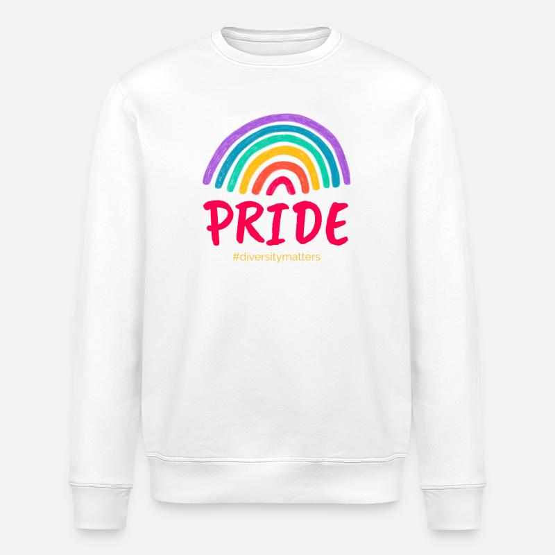 Pride pink #diversitymatters - Stanley/Stella ROLLER Unisex Organic Sweatshirt - white
