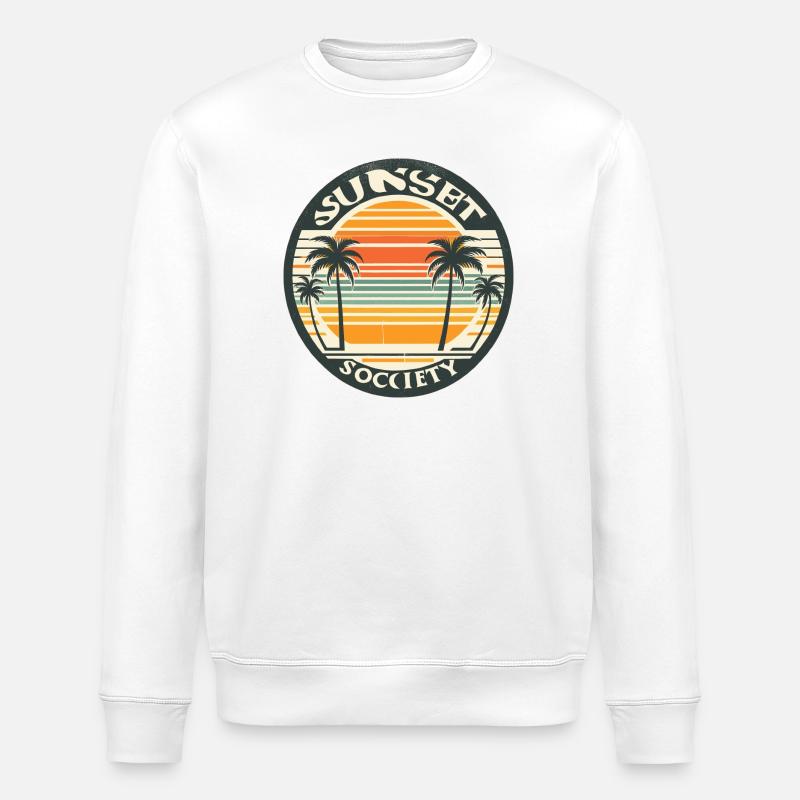 Sunset with palm trees - Stanley/Stella ROLLER Unisex Organic Sweatshirt - white