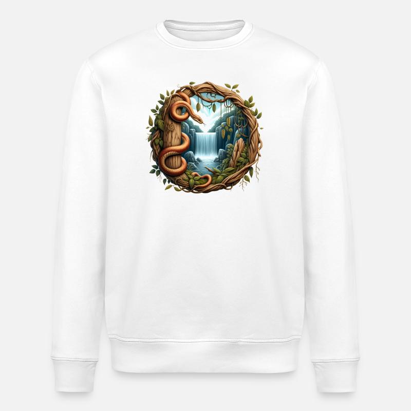 Queue in front of waterfall - Stanley/Stella ROLLER Unisex Organic Sweatshirt - white