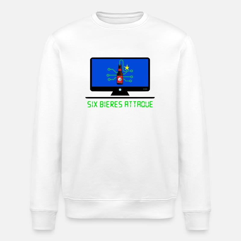 Six beers attack - Stanley/Stella ROLLER Unisex Organic Sweatshirt - white