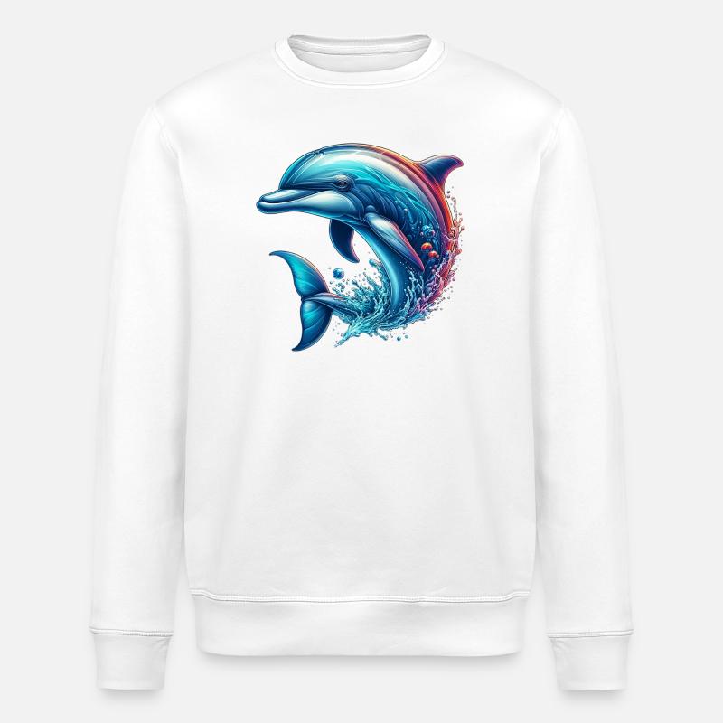 Dolphin - Stanley/Stella ROLLER Unisex Organic Sweatshirt - white