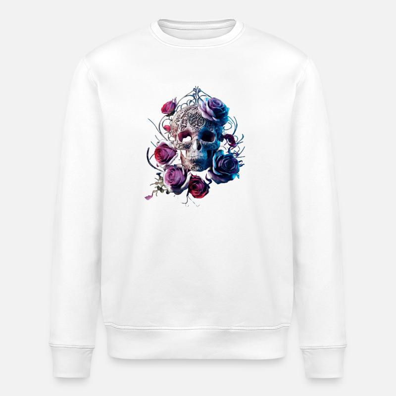 Skull and Roses - Stanley/Stella Unisex Bio-Sweatshirt ROLLER - Weiß