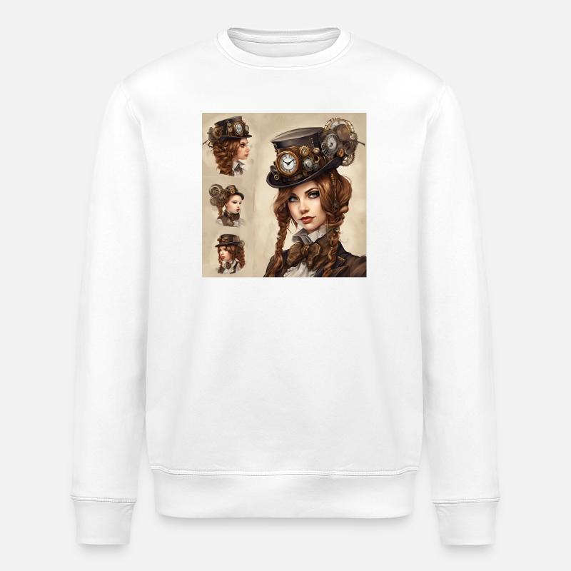 Schönes Mädchen im Steampunk-Stil - Stanley/Stella Unisex Bio-Sweatshirt ROLLER - Weiß