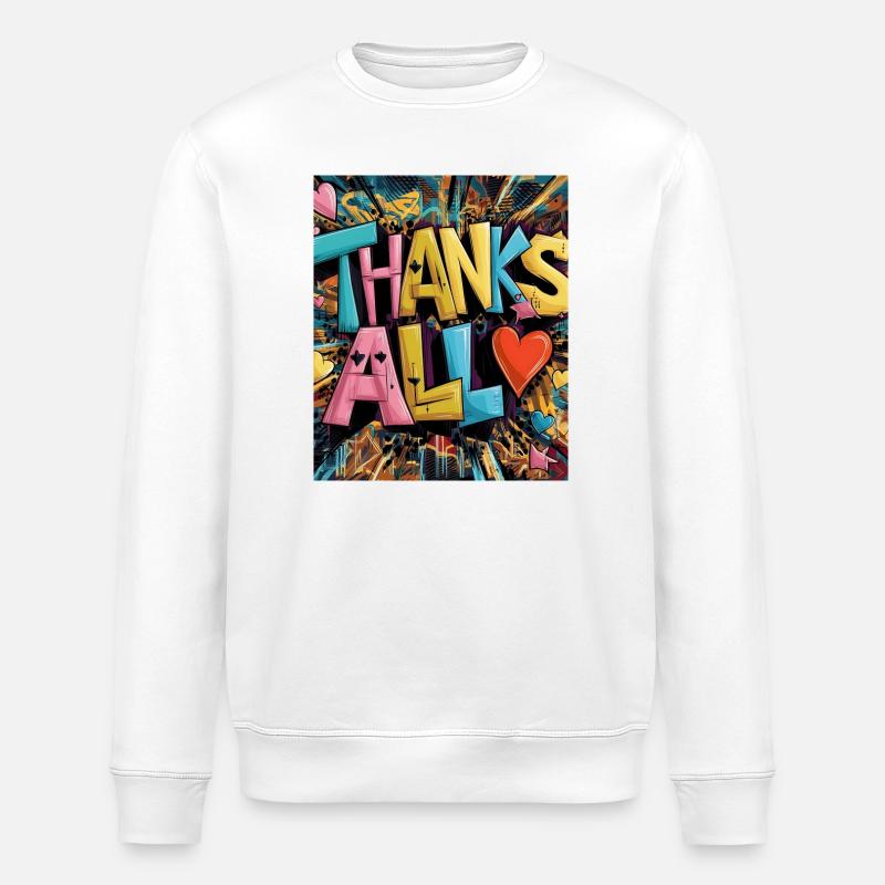Graffiti-Stil Dankeschön-Herz-Design - Stanley/Stella Unisex Bio-Sweatshirt ROLLER - Weiß