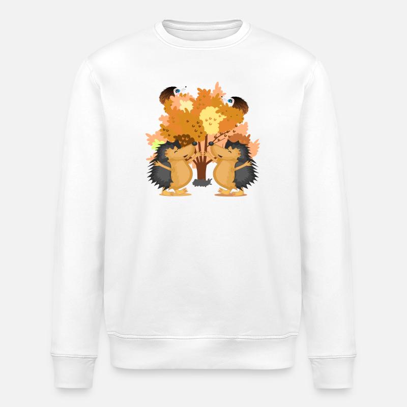 AUTUMN TREE HEDGEHOG ANIMAL ILLUSTRATIONS - Stanley/Stella ROLLER Unisex Organic Sweatshirt - white