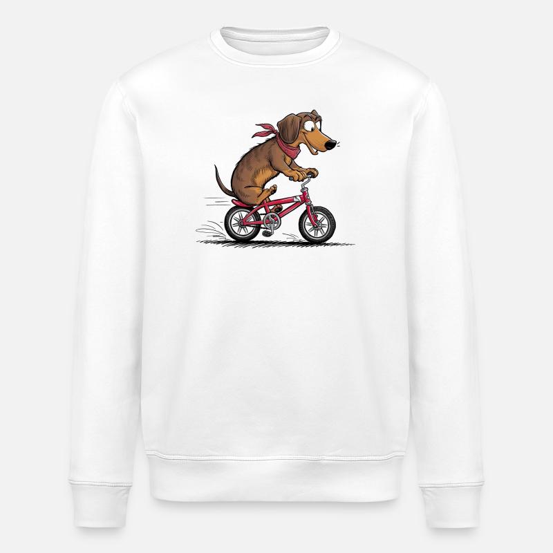 Dackel mit Fahrrad - Stanley/Stella Unisex Bio-Sweatshirt ROLLER - Weiß
