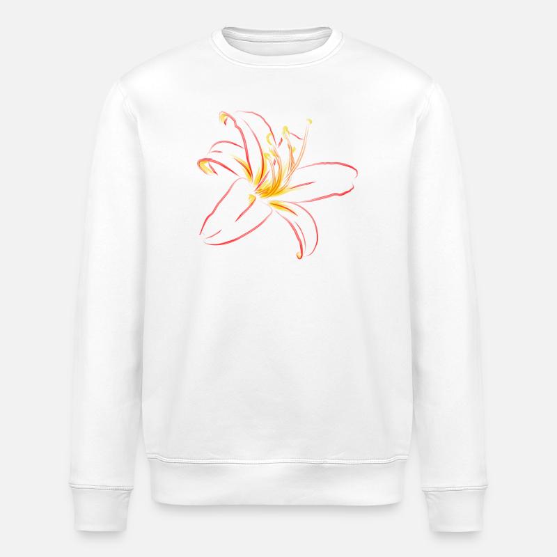 Flammenblüte Linienkunst - Stanley/Stella Unisex Bio-Sweatshirt ROLLER - Weiß