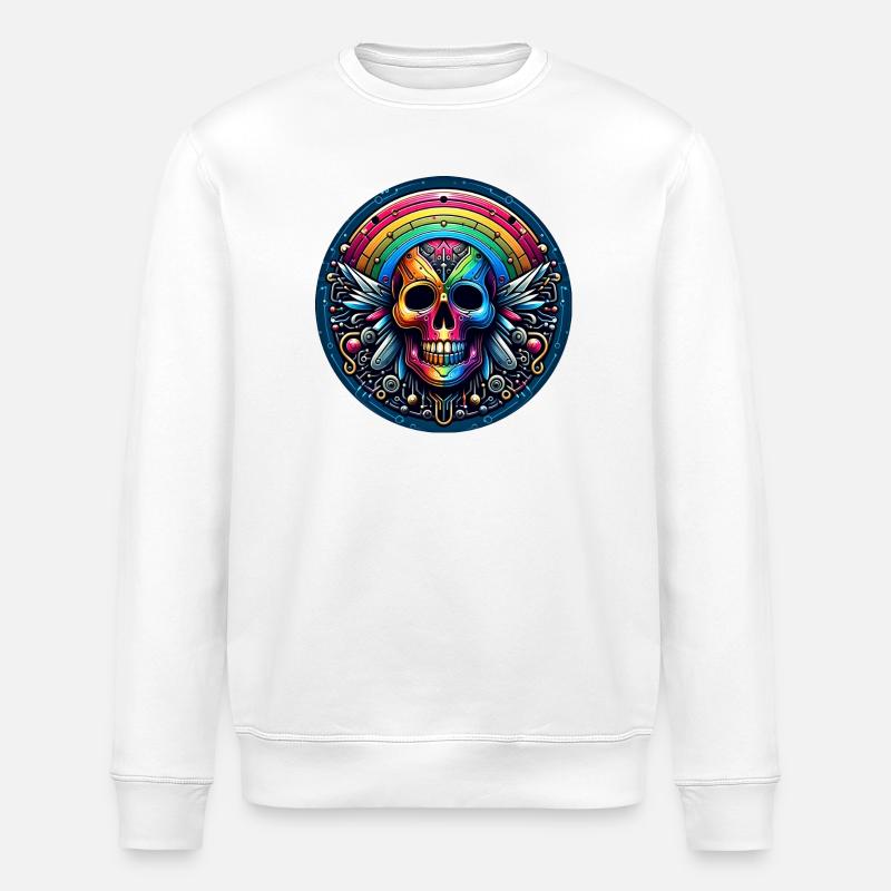 Metallic Rainbow Skull - Stanley/Stella Unisex Bio-Sweatshirt ROLLER - Weiß