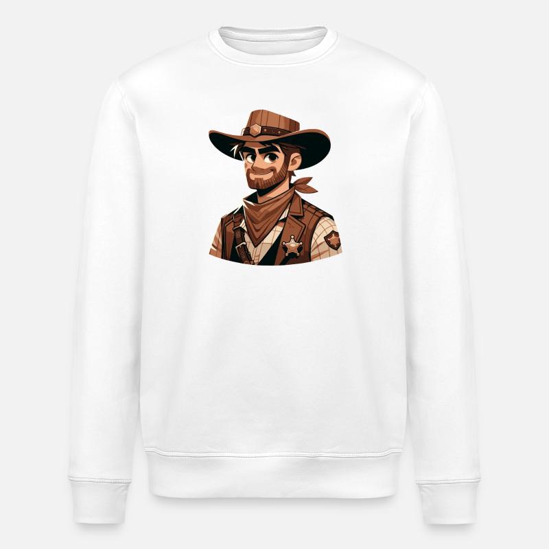 Karikatur Sheriff - Stanley/Stella Unisex Bio-Sweatshirt ROLLER - Weiß