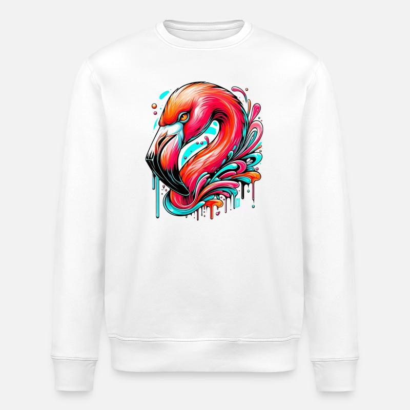 Flamingo - Stanley/Stella ROLLER Unisex Organic Sweatshirt - white