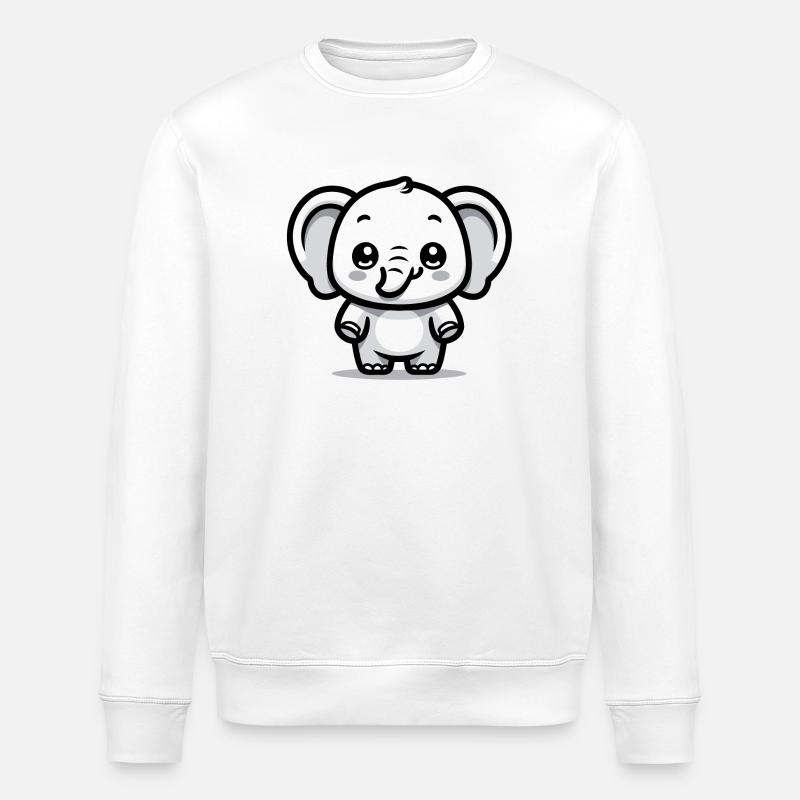 A cute cartoon style elephant - Stanley/Stella ROLLER Unisex Organic Sweatshirt - white