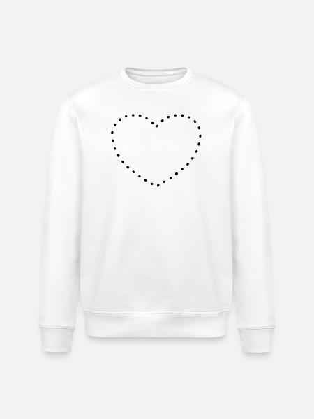 Heart black dots - Stanley/Stella ROLLER Unisex Organic Sweatshirt - white