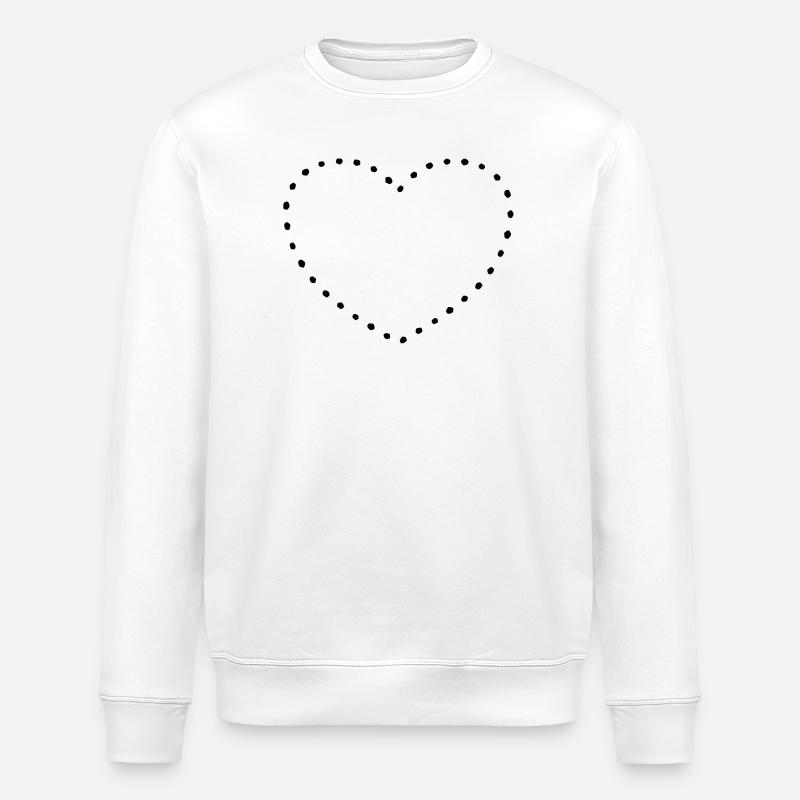 Heart black dots - Stanley/Stella ROLLER Unisex Organic Sweatshirt - white