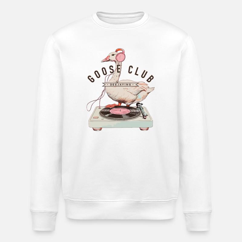 Dancing Goose DJ Logo - Stanley/Stella ROLLER Unisex Organic Sweatshirt - white