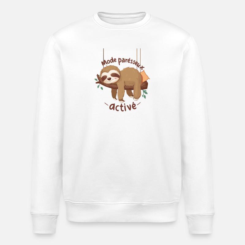 Mode Paresseux Activé – Détente Totale - Sweat bio ROLLER Stanley/Stella Unisexe - blanc