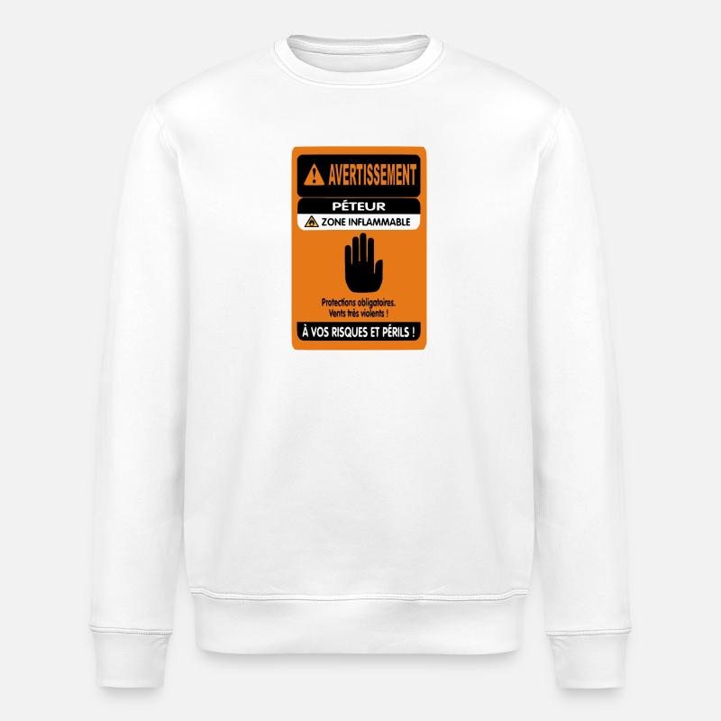 Warnung vor Furzen - Stanley/Stella Unisex Bio-Sweatshirt ROLLER - Weiß