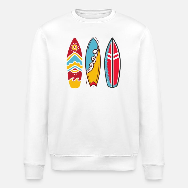 Trois planches surf pop art - Sweat bio ROLLER Stanley/Stella Unisexe - blanc