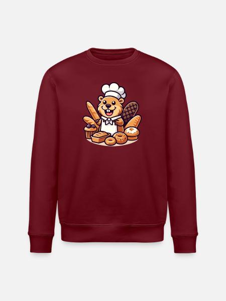 Baker Beaver: The Pastry Pro - Stanley/Stella ROLLER Unisex Organic Sweatshirt - white
