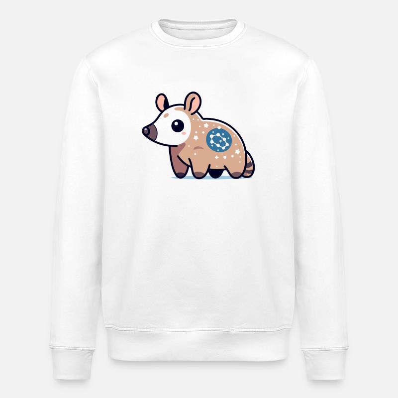 Sternflecken-Opossum: Kosmischer Sammler - Stanley/Stella Unisex Bio-Sweatshirt ROLLER - Weiß