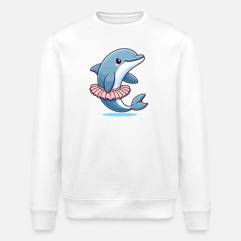 Balletic Dolphin: Graceful Waves - Stanley/Stella ROLLER Unisex Organic Sweatshirt - white