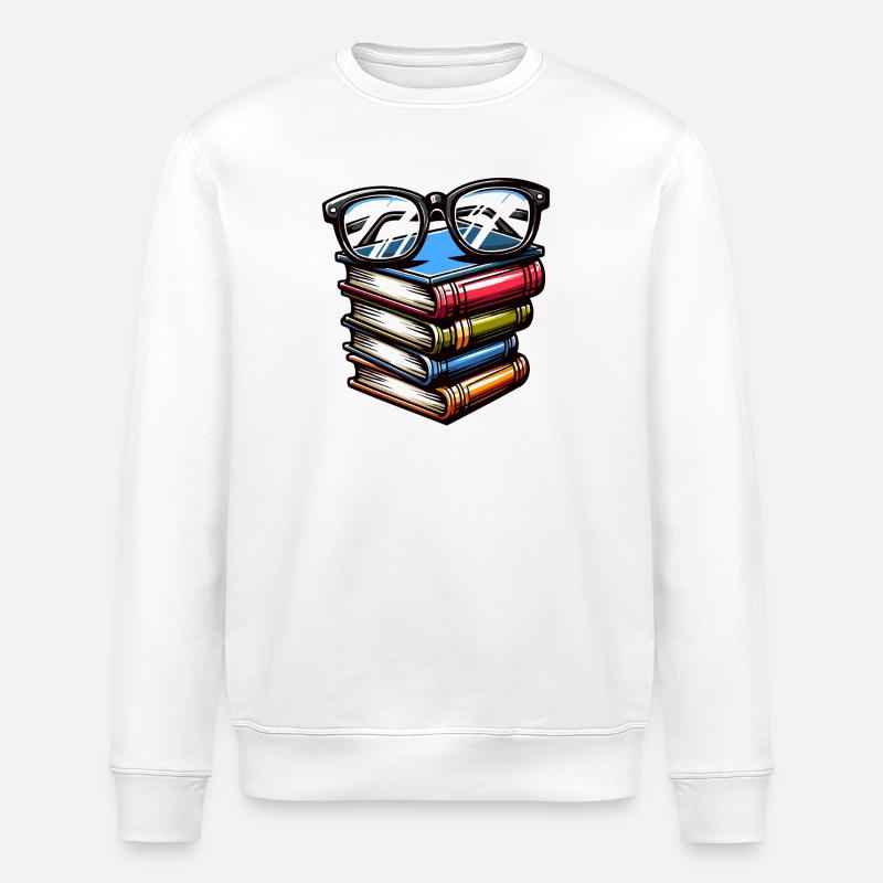 Futé livresque : la pile savante - Sweat bio ROLLER Stanley/Stella Unisexe - blanc