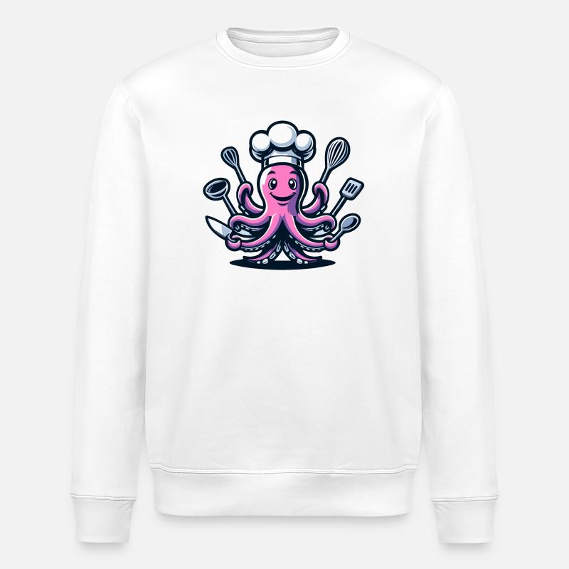 Octo-Chef : Le tentacule gourmand - Sweat bio ROLLER Stanley/Stella Unisexe - blanc